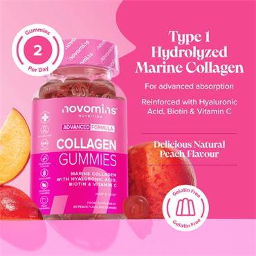 Novomins Collagen Gummies Peach 60 Pack