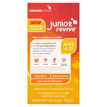 Revive Active Junior 4-12 Tropical Flavour 50G 20 Sachets 