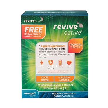 Revive Active Tropical Flavour 30 Pack + 15 Day Omega Trial Free 
