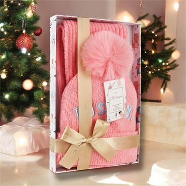 Little Treasures Pink Boston Scarf & Hat 