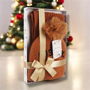 Little Treasures Brown Boston Scarf & Hat 
