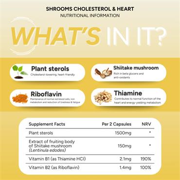 FabU Shrooms Cholesterol & Heart 90 Tablets 