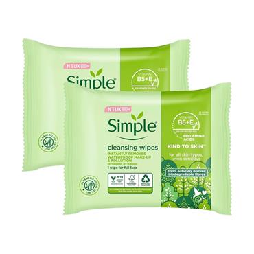 Simple Cleansing Wipes Twin Pack 2x25wipes