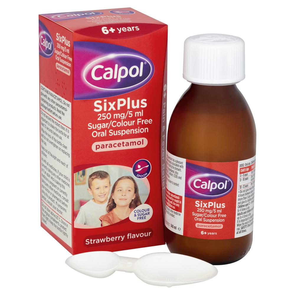 Calpol Six Plus Sugar Free Strawberry 140ml Mellericks Pharmacy