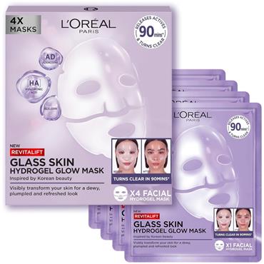 LOreal Glass Skin Hydrogel Glow Mask 4 Pack Giftset