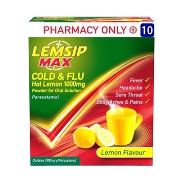 LEMSIP MAX COLD&FLU 100MG 10S LEMON
