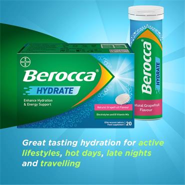 Berocca Hydrate Grapefruit 20 Effervescent Tab