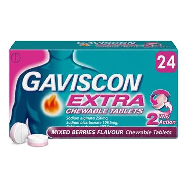 Gaviscon Extra Mixed Berries Chewable Tablets - 24 Pack