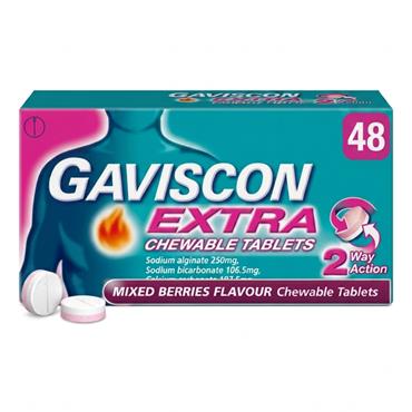 Gaviscon Extra Mixed Berries Chewable Tablets - 48 Pack