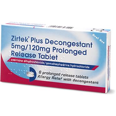 Zirtek Plus Decongestant Tablets 6 Pack