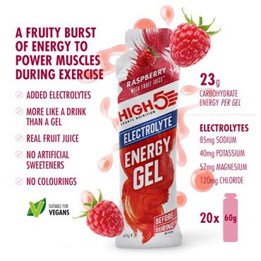High 5 Energy Gel Electrolyte Raspberry 60g