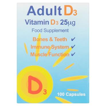 Adult D3 Vitamin D3 25ug 100 capsules