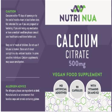 Nutri Nua Calcium Citrate 500mg 90 caps