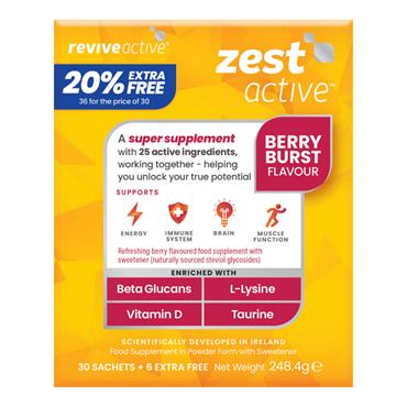 Revive Zest Active Berry Burst 30+6 free Sachets