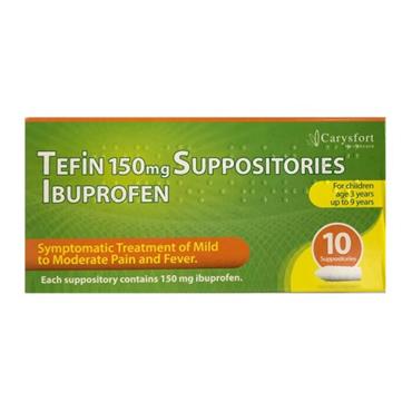 TEFIN 150MG SUPPOSITORIES 10S 3-9YRS