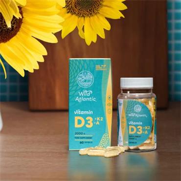 Wild Atlantic Vitamin D3 3000iu +k2+A 60 capsules