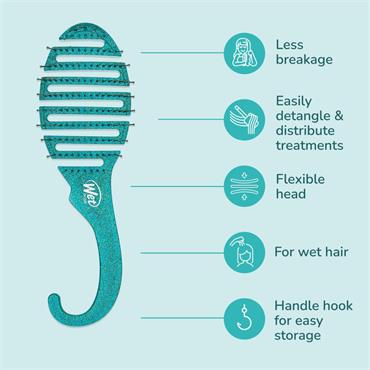 Wet Brush Detangler Teal Glitter