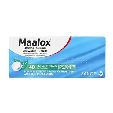 Maalox 400mg Chewable Peppermint Flavour 40 Pack