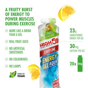 20 Pack Citrus Energy Gel Aqua Caffeine Bundle