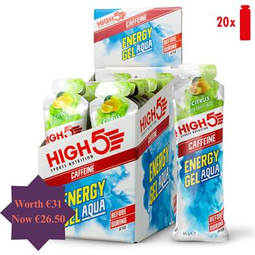 20 Pack Citrus Energy Gel Aqua Caffeine Bundle