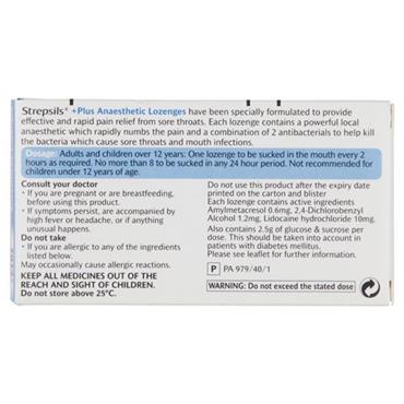 Strepsils Plus Anaesthetic Lozenges 24 P