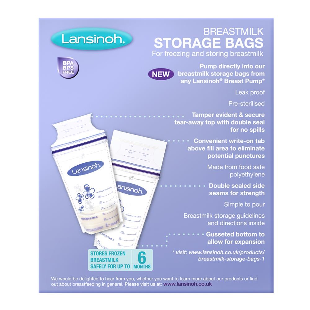 LANSINOH MILK STORAGE BAGS 25PACK Cunninghams Pharmacy Ireland