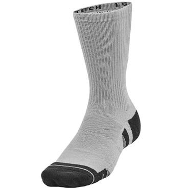 Under Armour Performance Tech Crew Socks 3-Pairs Large Grey 011