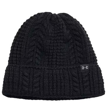 Under Armour Ladies Halftime Cable Knit Beanie Black 001