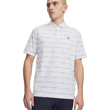 Under Armour Gents Drive Chill Printed Polo Shirt White - Blue Haze - Midnight Navy (White100)