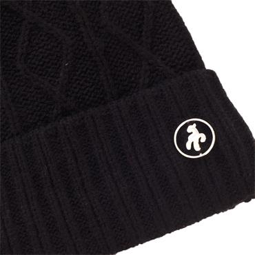 Green Lamb Imogen Fleece Lined Cable Pom Pom  Hat  Black