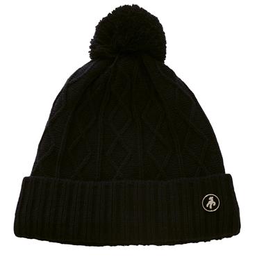 Green Lamb Imogen Fleece Lined Cable Pom Pom  Hat  Black