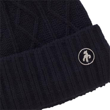 Green Lamb Imogen Fleece Lined Cable Pom Pom  Hat  Navy