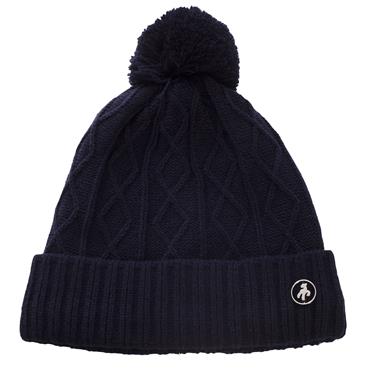 Green Lamb Imogen Fleece Lined Cable Pom Pom  Hat  Navy