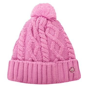 Green Lamb Krista Fleece Lined Cable Hat with Pom P  Bubble Gum