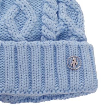 Green Lamb Krista Fleece Lined Cable Hat with Pom P  Ice Blue