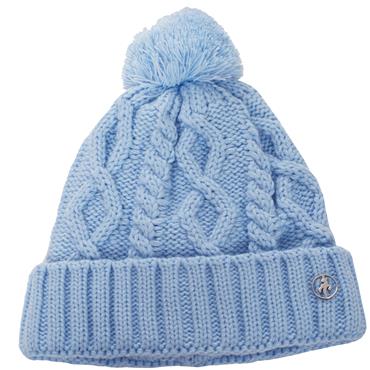 Green Lamb Krista Fleece Lined Cable Hat with Pom P  Ice Blue