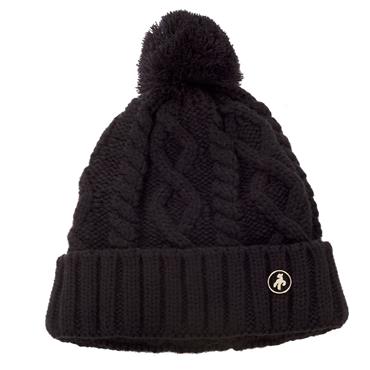 Green Lamb Krista Fleece Lined Cable Hat with Pom P  Black