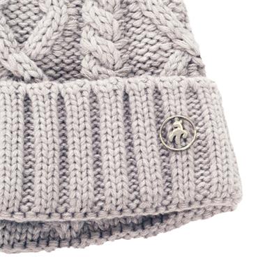Green Lamb Krista Fleece Lined Cable Hat with Pom P  Silver Marl