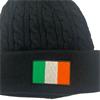 Custom House Headwear Plain Cable Knit Beanies  Black Irish Flag