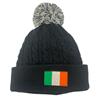 Custom House Headwear Plain Cable Knit Beanies  Black Irish Flag