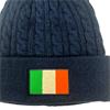 Custom House Headwear Plain Cable Knit Beanies  Navy Irish Flag