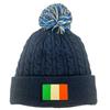 Custom House Headwear Plain Cable Knit Beanies  Navy Irish Flag