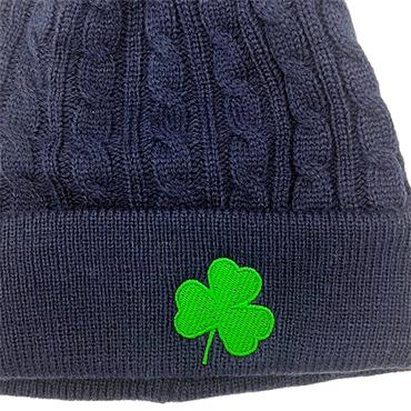 Custom House Headwear Plain Cable Knit Beanies  Navy Shamrock