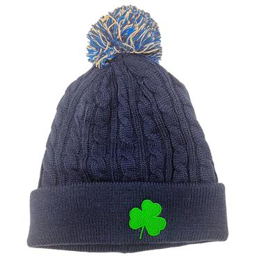 Custom House Headwear Plain Cable Knit Beanies  Navy Shamrock