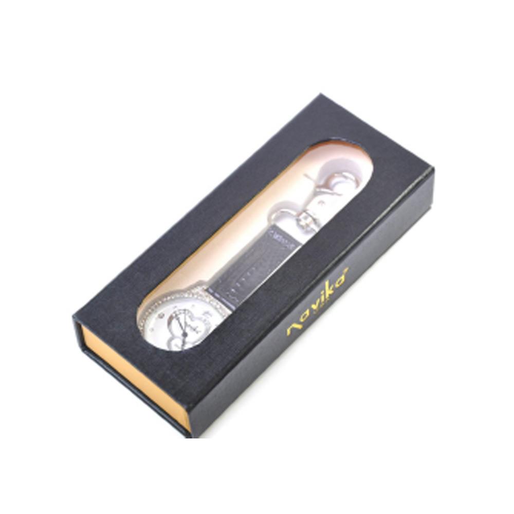 Navika Golf Bag Watch Leather Black Silver CLU21H2701