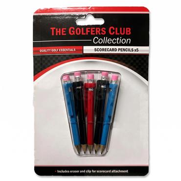 Golfers Club Collection Pencil + Eraser 5-Pack . Multicolour