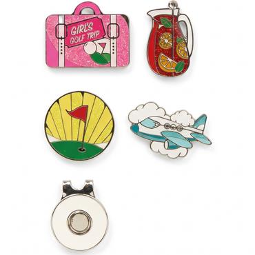 Surprizeshop 4 Ball Marker & 1 Visor Clip Set  Girls Golf Trip