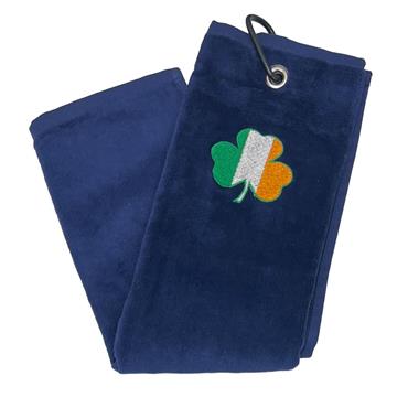 Lorente Velour Shamrock Towel 15"x20"  Navy