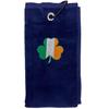 Lorente Velour Shamrock Towel 15"x20"  Navy Irish Flag