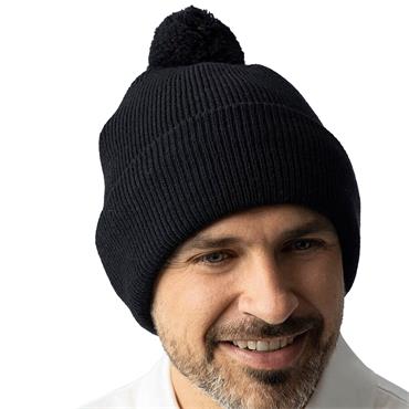 Glenmuir Uni Malabar Lined Rib Bobble Hat  Black